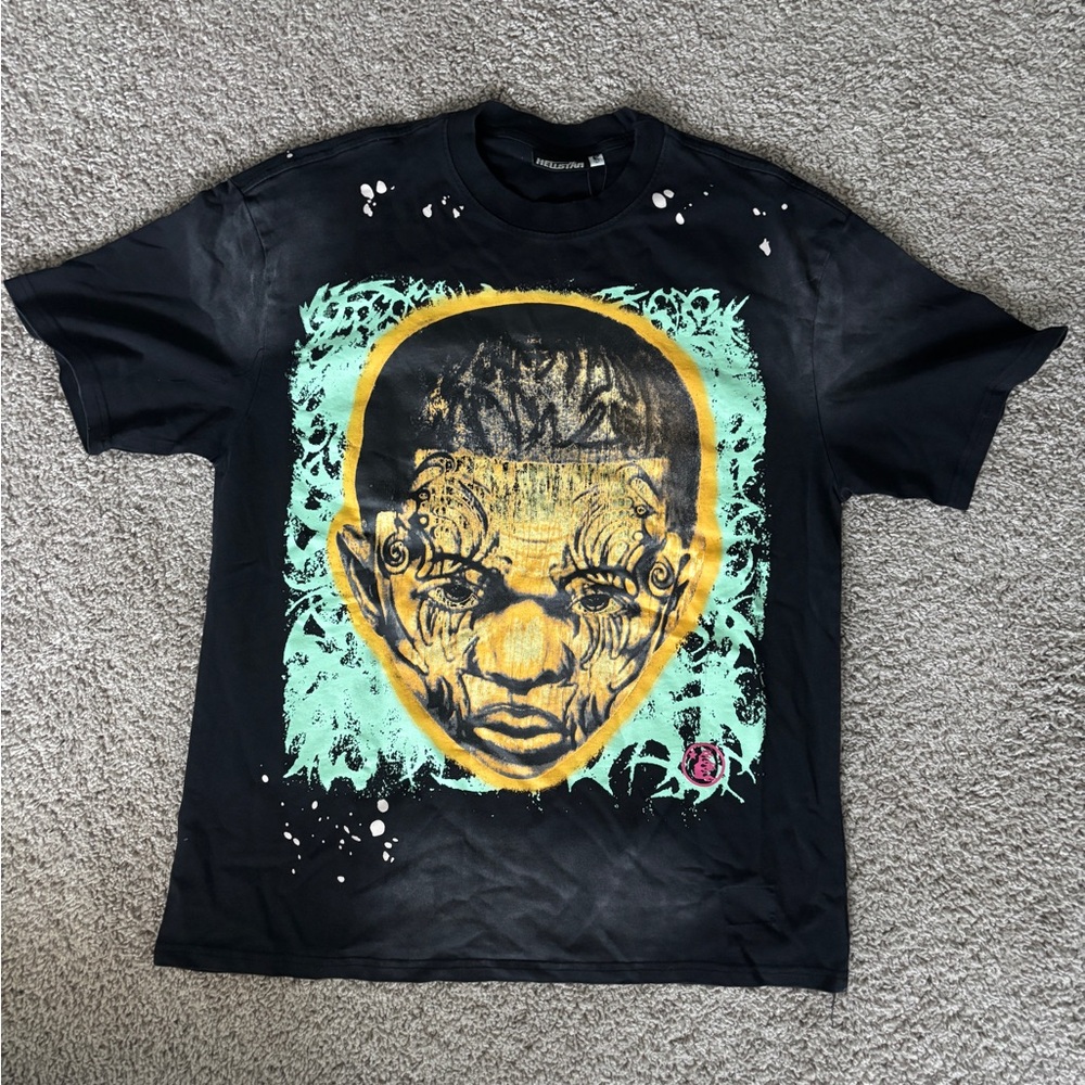 Black Graphic Tee with Artistic Design